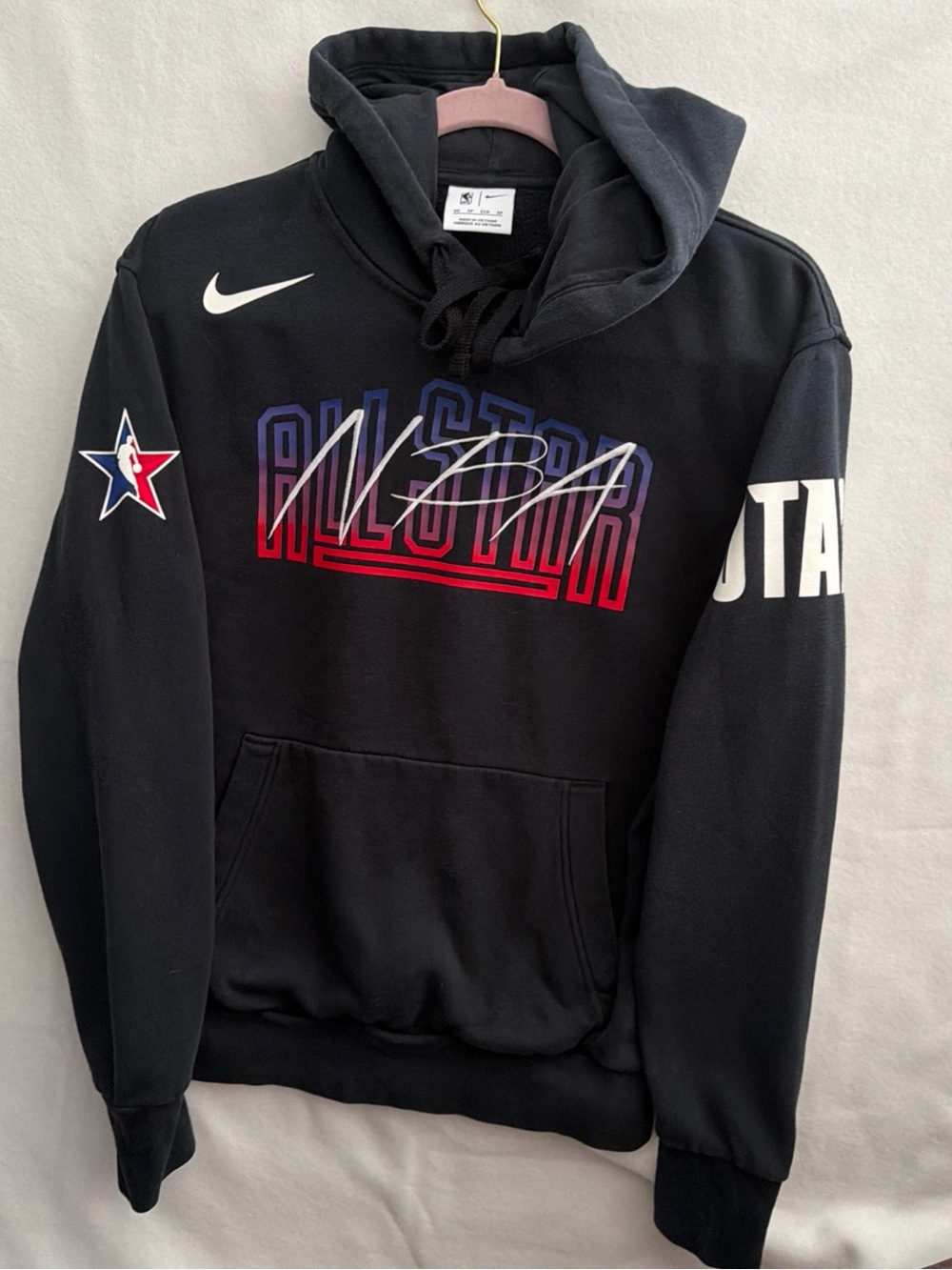 NBA Black All-Star Pullover Hoodie with Red, Blue & White Details Utah 23